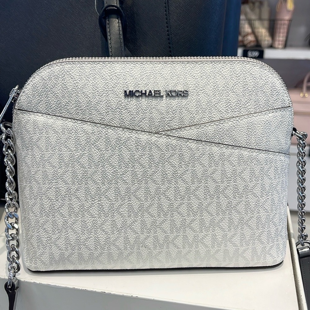Michael Kors Jet Set Travel Medium Signature Logo Dome Crossbody Satchel NWT - Picture 6 of 16